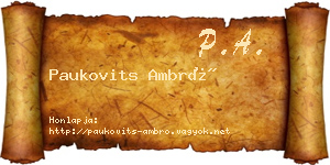 Paukovits Ambró névjegykártya